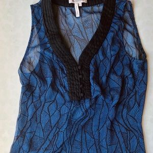 BCBG sheer navy/electric blue and black tank